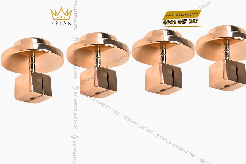 Khuy cài nút áo vàng hồng Au750 đính kim cương