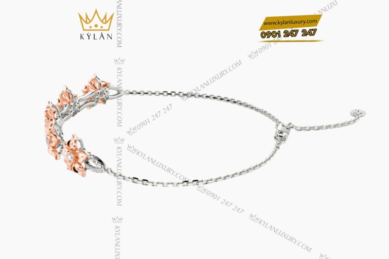 Lắc tay Hoa Mai vàng hồng Au750 đính kim cương
