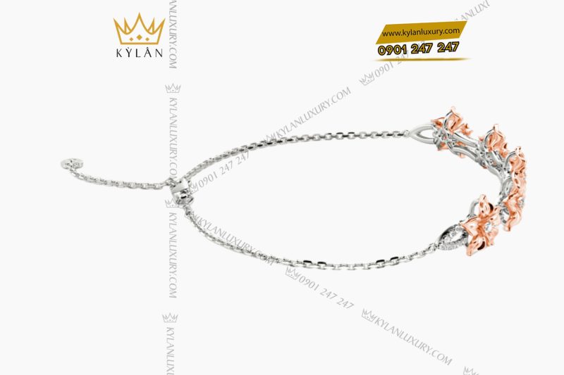 Lắc tay Hoa Mai vàng hồng Au750 đính kim cương