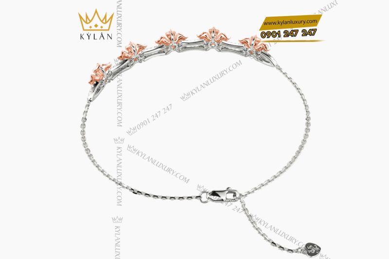 Lắc tay Hoa Mai vàng hồng Au750 đính kim cương