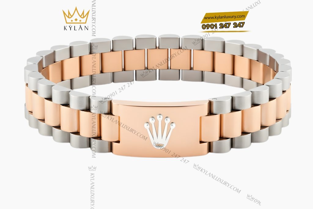 Lắc tay Rolex demi vàng hồng Au750