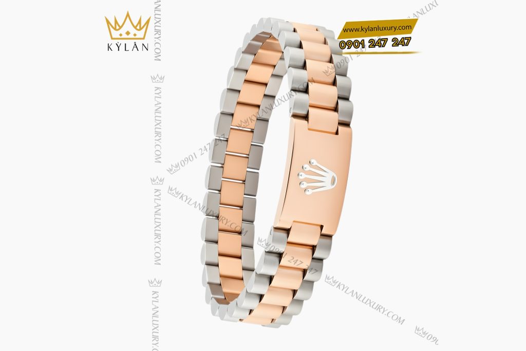 Lắc tay Rolex demi vàng hồng Au750