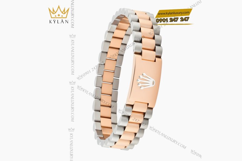 Lắc tay Rolex demi vàng hồng Au750