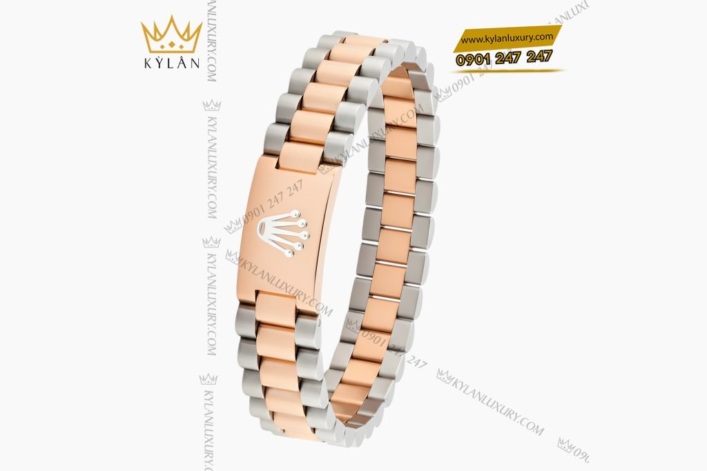 Lắc tay Rolex demi vàng hồng Au750