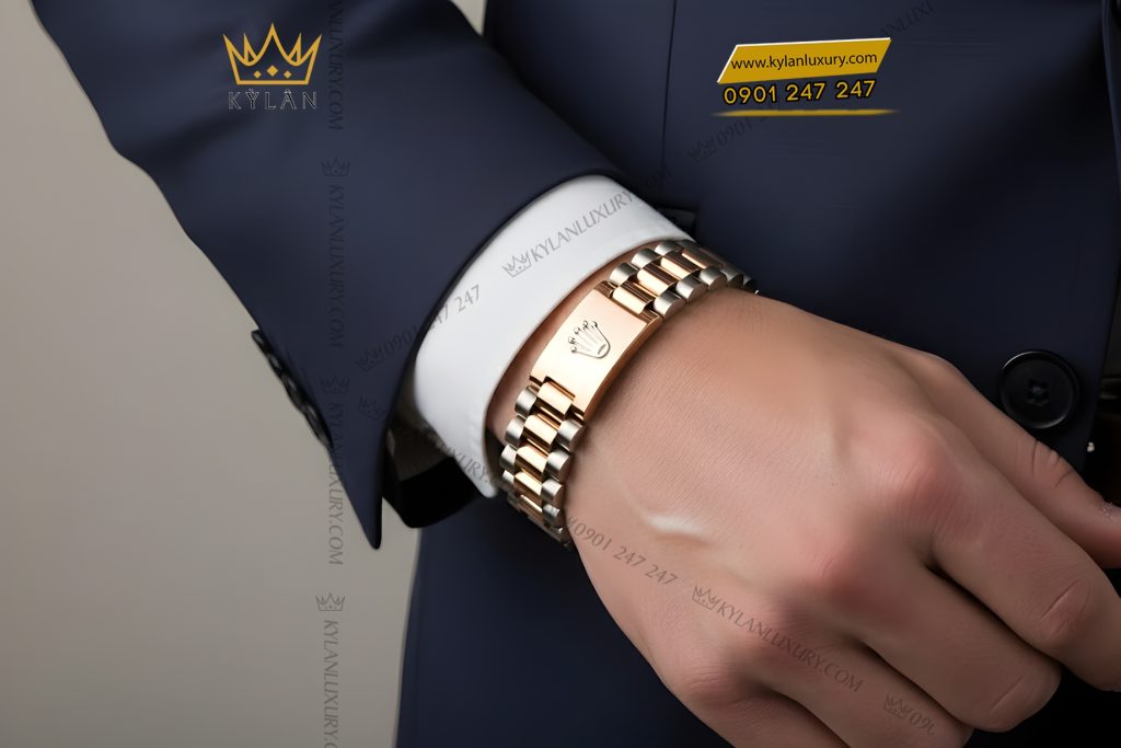 Kỳ Lân Luxury Lac tay Rolex demi vang hong Au750 8 Lắc tay Rolex demi vàng hồng Au750