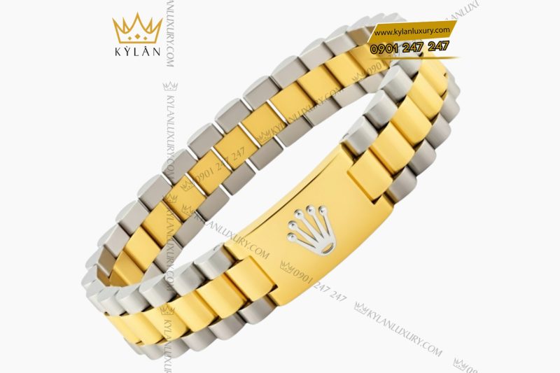 Lắc tay Rolex demi vàng vàng Au750