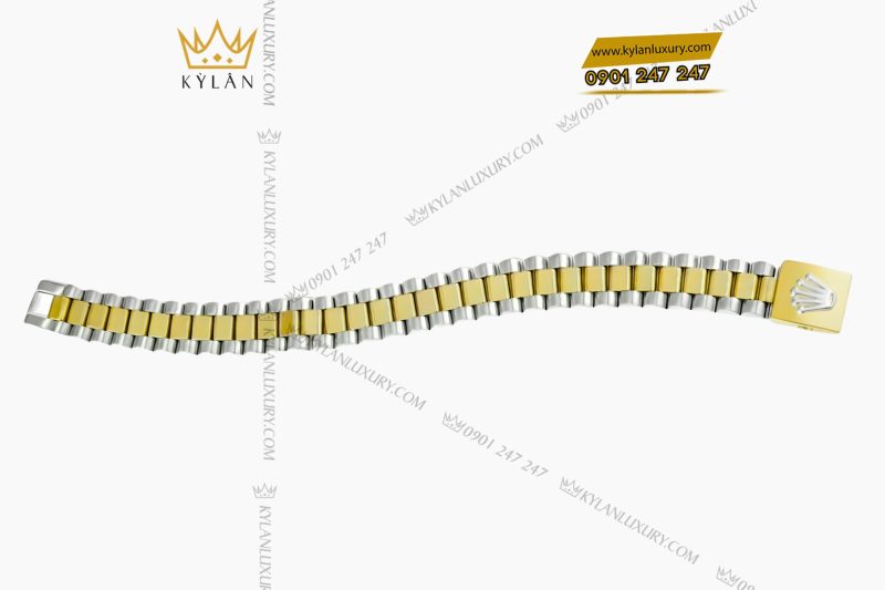 Lắc tay Rolex demi vàng vàng Au750