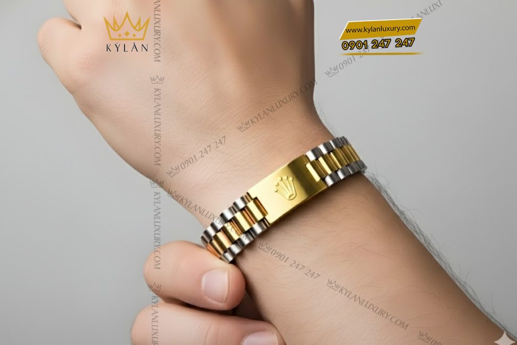 Kỳ Lân Luxury Lac tay Rolex demi vang vang nguyen khoi au750 7 Lắc tay Rolex demi vàng vàng Au750