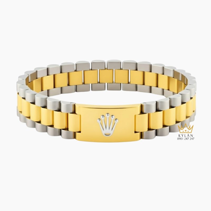 Lắc tay Rolex demi vàng vàng Au750