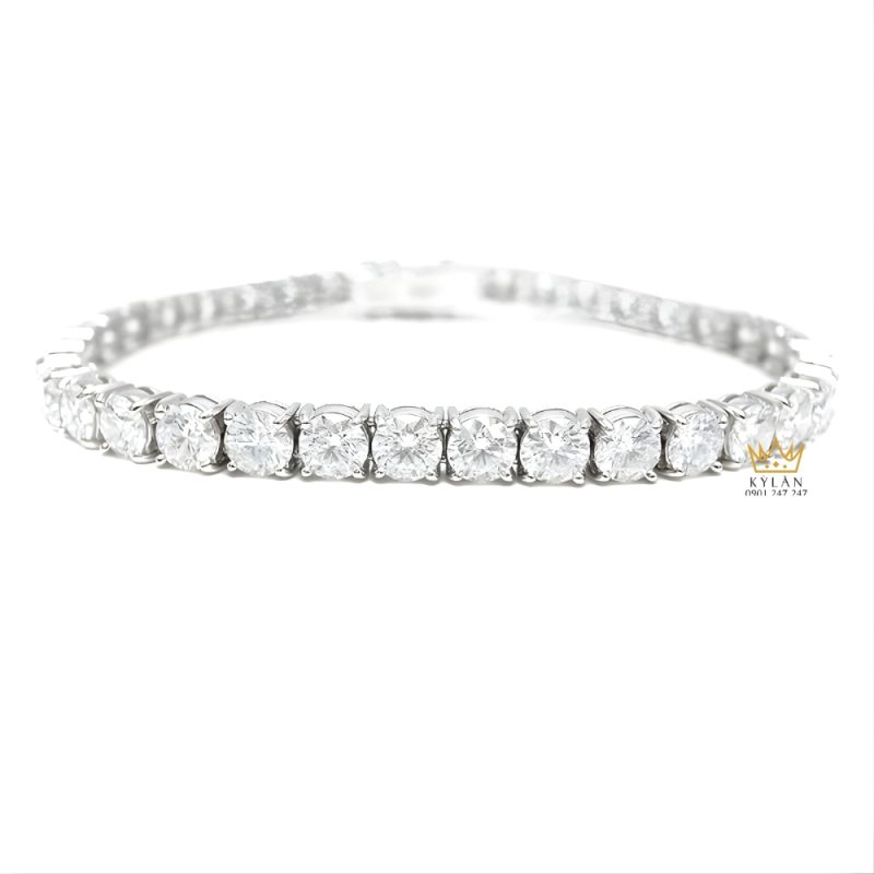 Lắc tay Tennis vàng trắng Au750 đính 40 viên kim cương