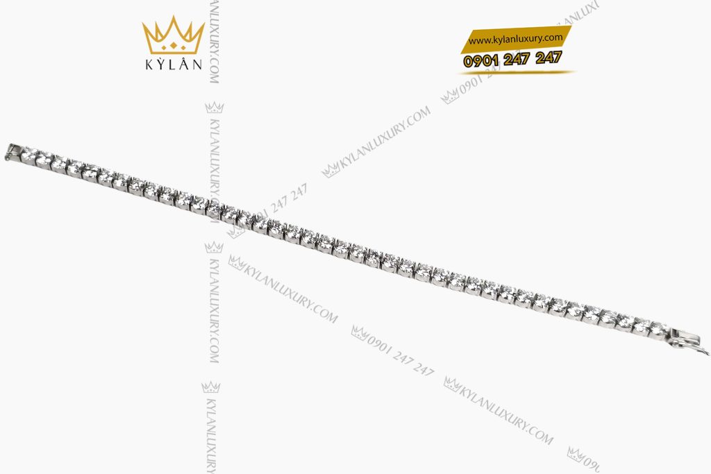 Lắc tay Tennis vàng trắng Au750 đính 40 viên kim cương
