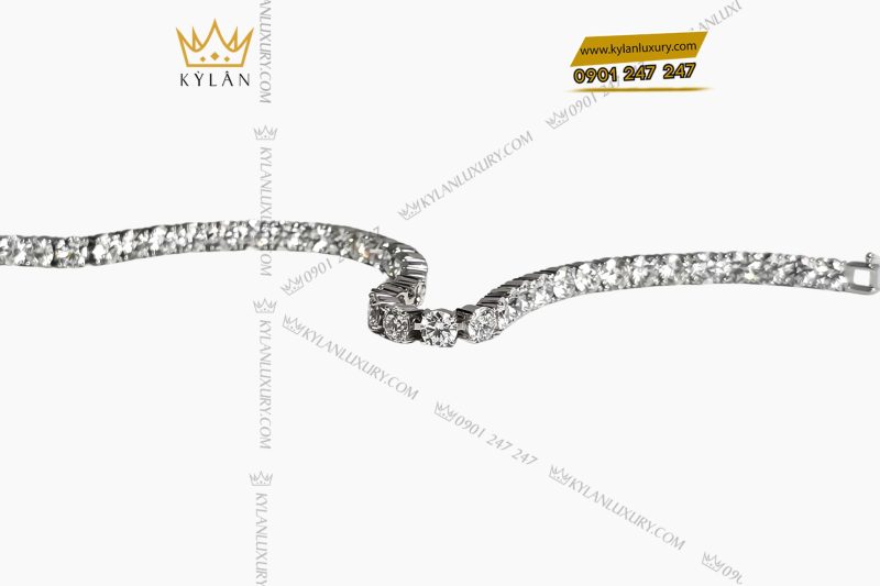 Lắc tay Tennis vàng trắng Au750 đính 40 viên kim cương