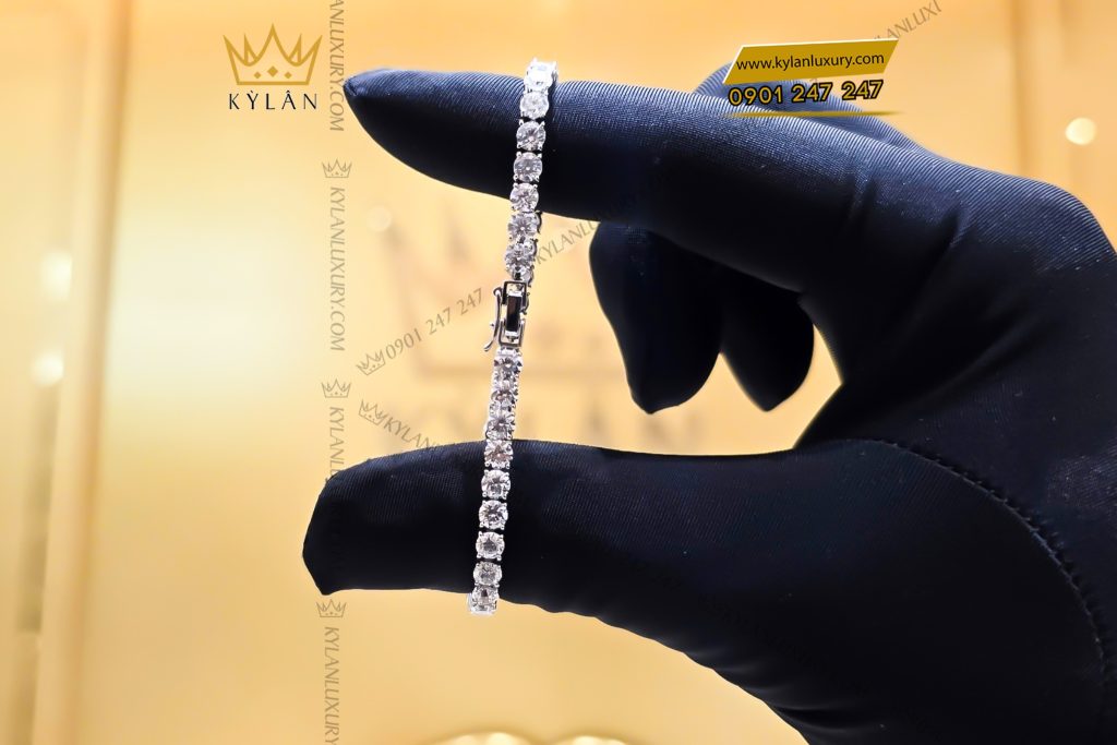 Kỳ Lân Luxury Lac tay Tennis vang trang Au750 dinh 40 vien kim cuong 7 Lắc tay Tennis vàng trắng Au750 đính 40 viên kim cương