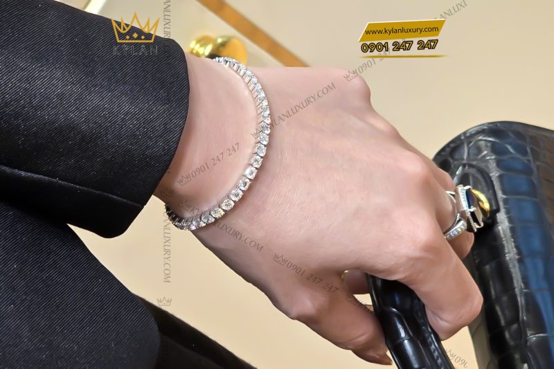 Lắc tay Tennis vàng trắng Au750 đính 40 viên kim cương