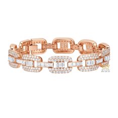 Lắc tay vàng hồng Au750 đính kim cương