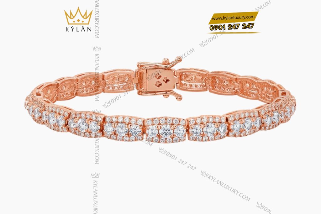 Lắc tay vàng hồng Au750 đính kim cương 