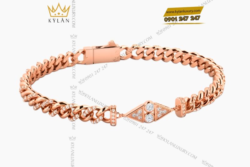 Lắc tay vàng hồng Au750 đính kim cương
