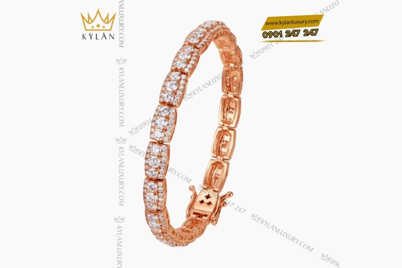 Lắc tay vàng hồng Au750 đính kim cương 