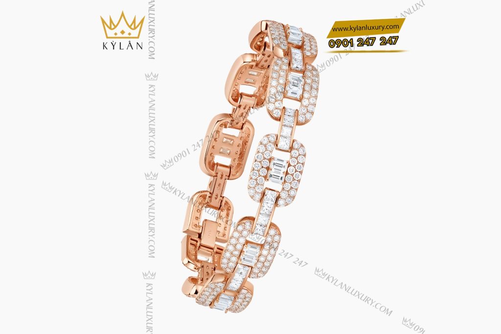 Lắc tay vàng hồng Au750 đính kim cương 
