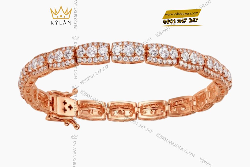 Lắc tay vàng hồng Au750 đính kim cương 