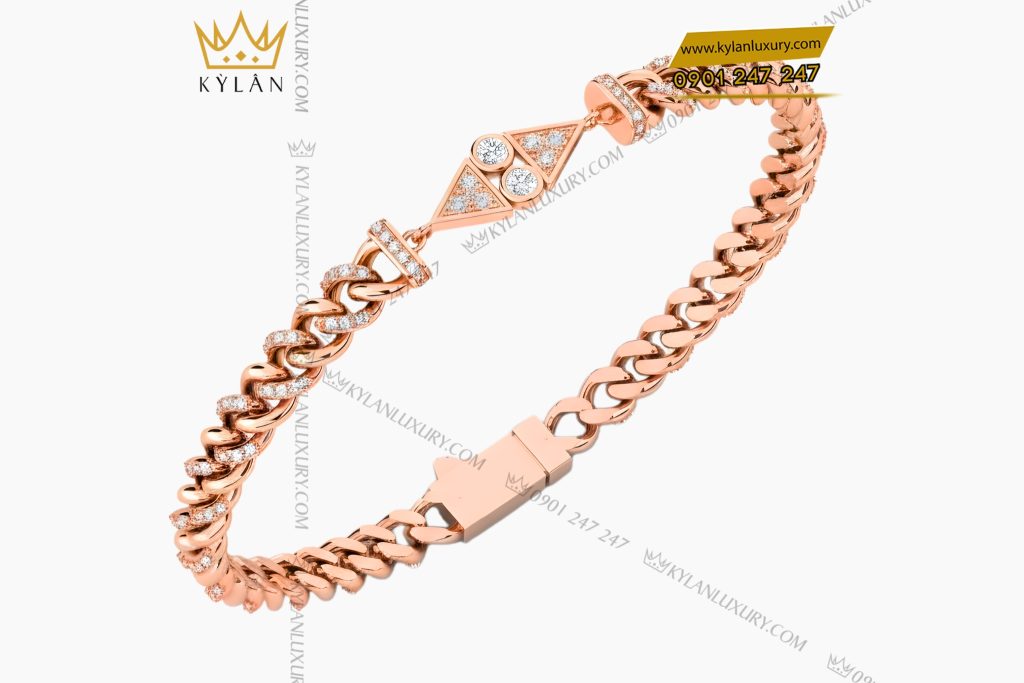 Lắc tay vàng hồng Au750 đính kim cương 3 Lắc tay vàng hồng Au750 đính kim cương