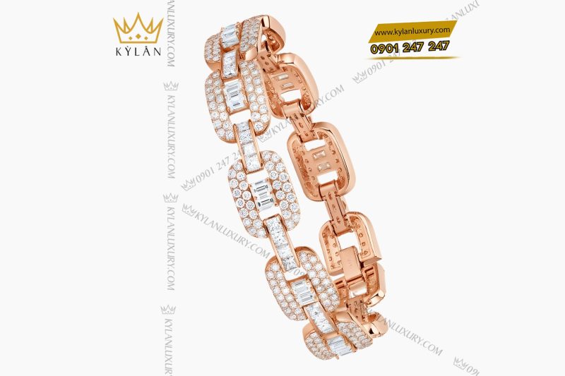 Lắc tay vàng hồng Au750 đính kim cương