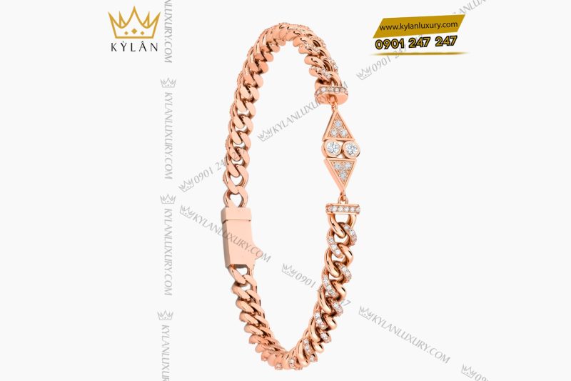 Lắc tay vàng hồng Au750 đính kim cương