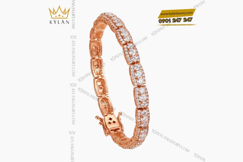 Lắc tay vàng hồng Au750 đính kim cương 