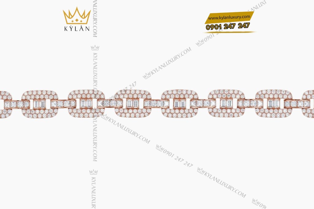 Lắc tay vàng hồng Au750 đính kim cương 