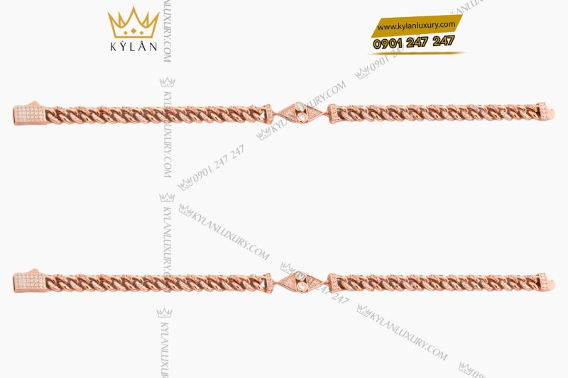 Lắc tay vàng hồng Au750 đính kim cương