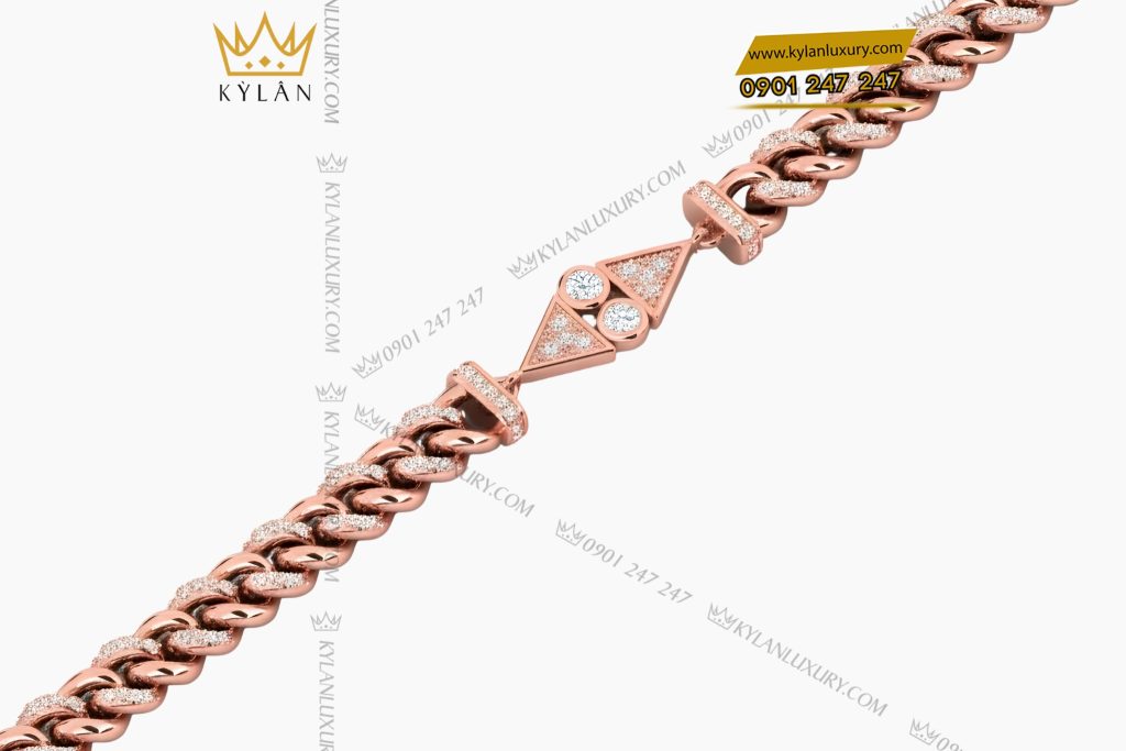 Lắc tay vàng hồng Au750 đính kim cương 13 Kỳ Lân Luxury Lac tay vang hong Au750 dinh kim cuong 6 2 Lắc tay vàng hồng Au750 đính kim cương