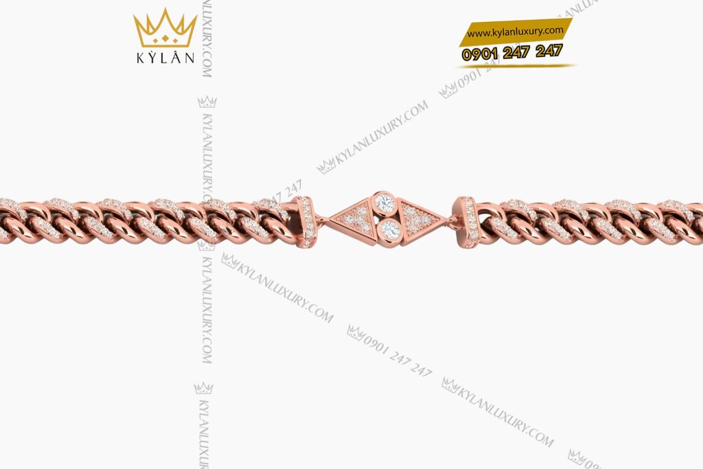 Lắc tay vàng hồng Au750 đính kim cương 4 Lắc tay vàng hồng Au750 đính kim cương