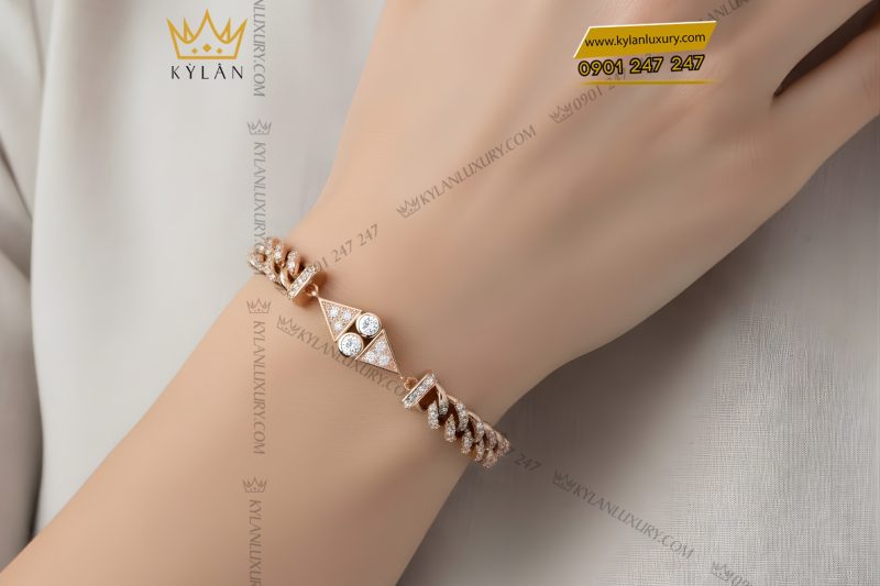 Lắc tay vàng hồng Au750 đính kim cương