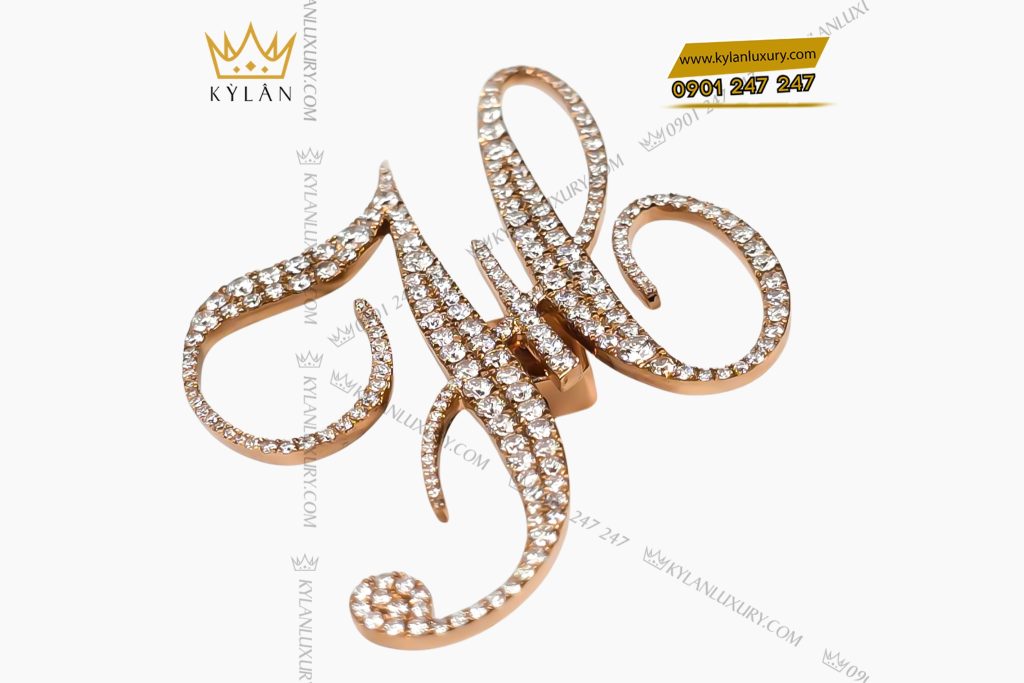 Kỳ Lân Luxury Logo cai ao chu H vang hong nguyen khoi Au750 dinh kim cuong 3 Logo cài áo chữ H vàng hồng Au750 đính kim cương