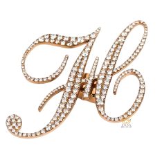 Logo cài áo chữ H vàng hồng Au750 đính kim cương