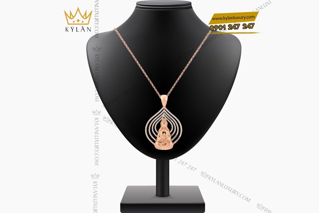 Mặt dây chuyền Phật Quan Âm vàng hồng Au750 đính kim cương 8 Kỳ Lân Luxury Mat day chuyen Phat Quan Am vang hong Au750 dinh kim cuong 1 Mặt dây chuyền Phật Quan Âm vàng hồng Au750 đính kim cương