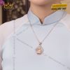 Mặt dây chuyền Phật Quan Âm vàng hồng Au750 đính kim cương