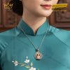 Mặt dây chuyền Phật Quan Âm vàng hồng Au750 đính kim cương