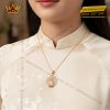 Mặt dây chuyền Phật Quan Âm vàng hồng Au750 đính kim cương