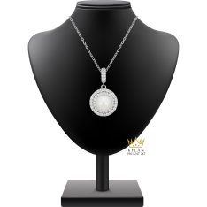 Mặt dây chuyền ngọc trai vàng trắng Au750 đính kim cương