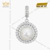 Mặt dây chuyền ngọc trai vàng trắng Au750 đính kim cương