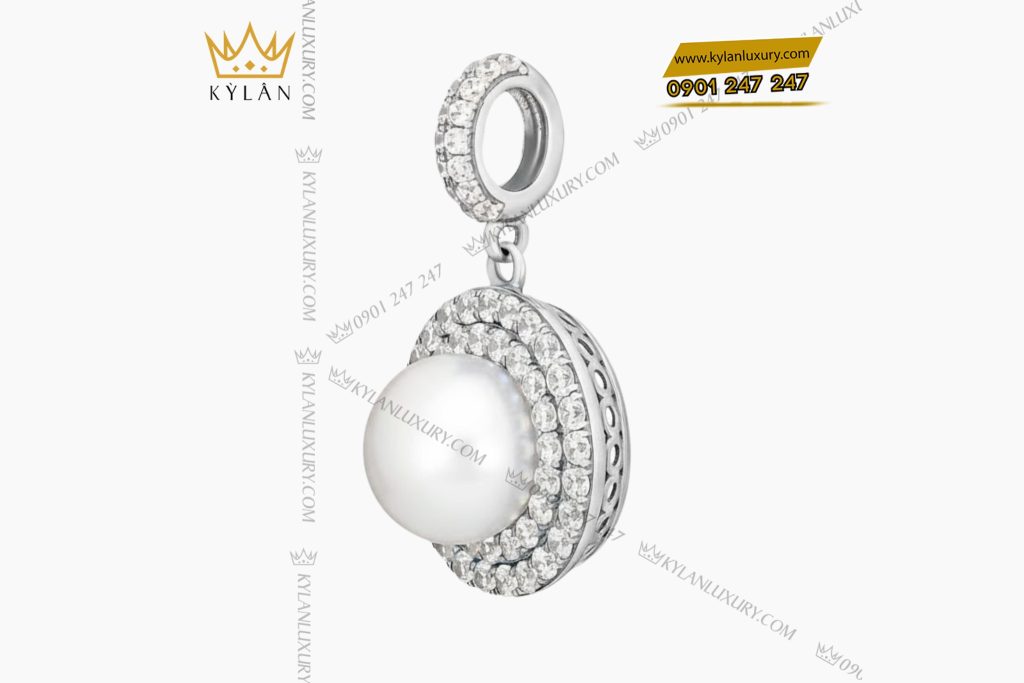 Mặt dây chuyền ngọc trai vàng trắng Au750 đính kim cương 4 Mặt dây chuyền ngọc trai vàng trắng Au750 đính kim cương