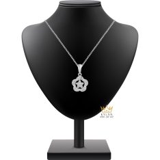 Mặt dây chuyền ngôi sao vàng trắng Au750 đính kim cương