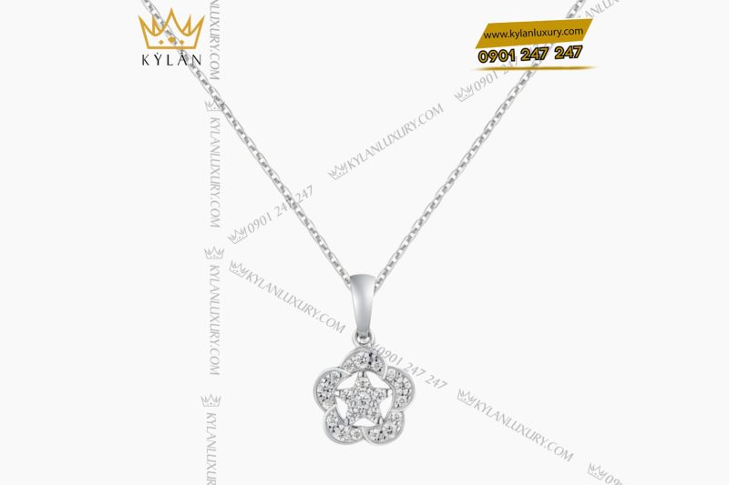 Mặt dây chuyền ngôi sao vàng trắng Au750 đính kim cương