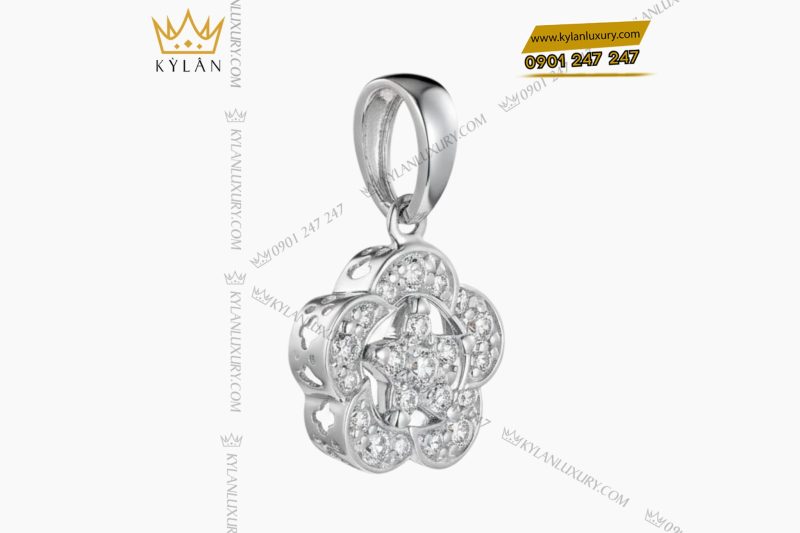 Mặt dây chuyền ngôi sao vàng trắng Au750 đính kim cương