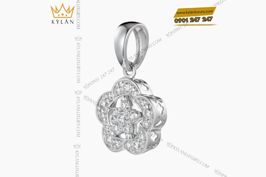 Mặt dây chuyền ngôi sao vàng trắng Au750 đính kim cương