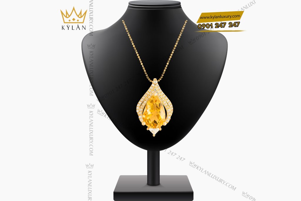 Mặt dây chuyền vàng Au750 đính kim cương và đá quý vàng