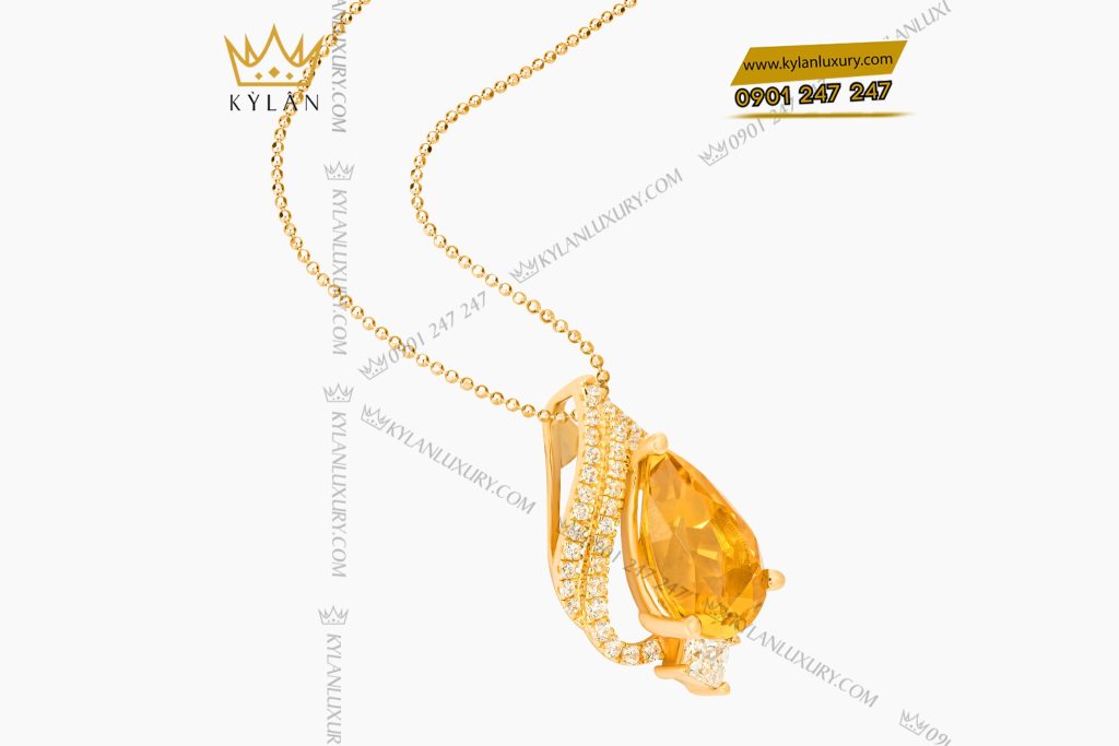 Kỳ Lân Luxury Mat day chuyen vang Au750 dinh kim cuong va da quy vang 5 Mặt dây chuyền vàng Au750 đính kim cương và đá quý vàng