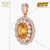 Mặt dây chuyền vàng hồng Au750 đính kim cương và đá quý