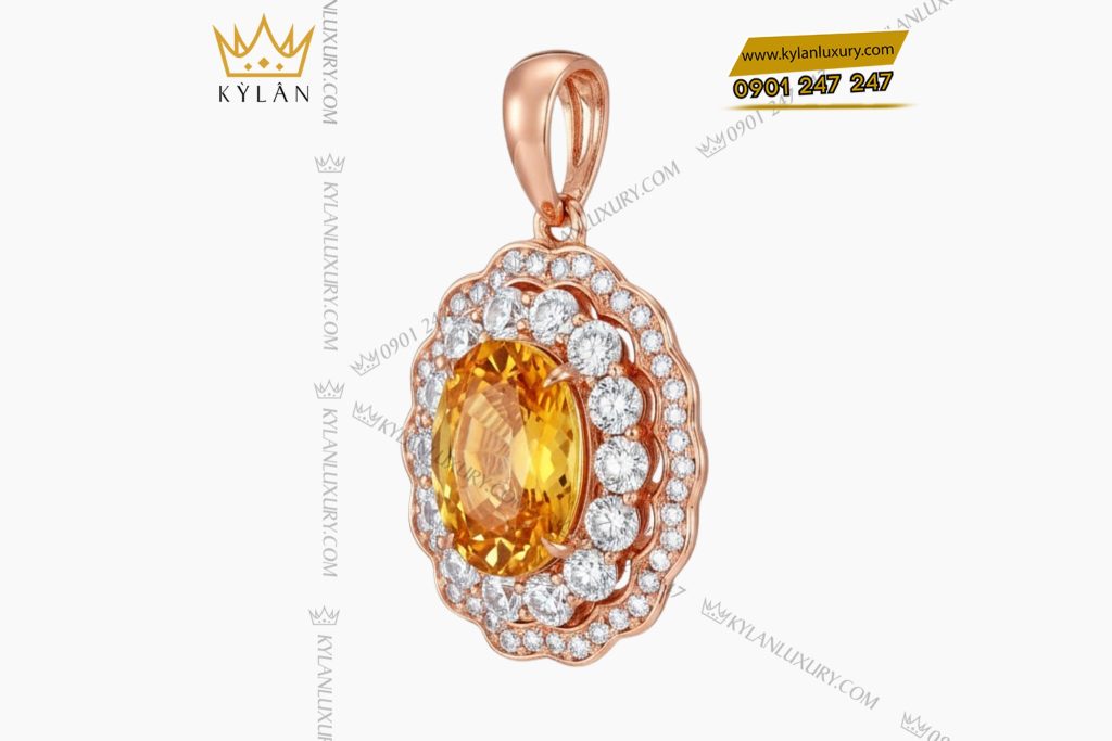 Mặt dây chuyền vàng hồng Au750 đính kim cương và đá quý 10 Kỳ Lân Luxury Mat day chuyen vang hong Au750 dinh kim cuong va da quy 5 Mặt dây chuyền vàng hồng Au750 đính kim cương và đá quý